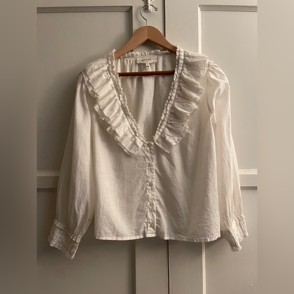 THE GREAT. White Ruffled Blouse - Picture 4 of 14